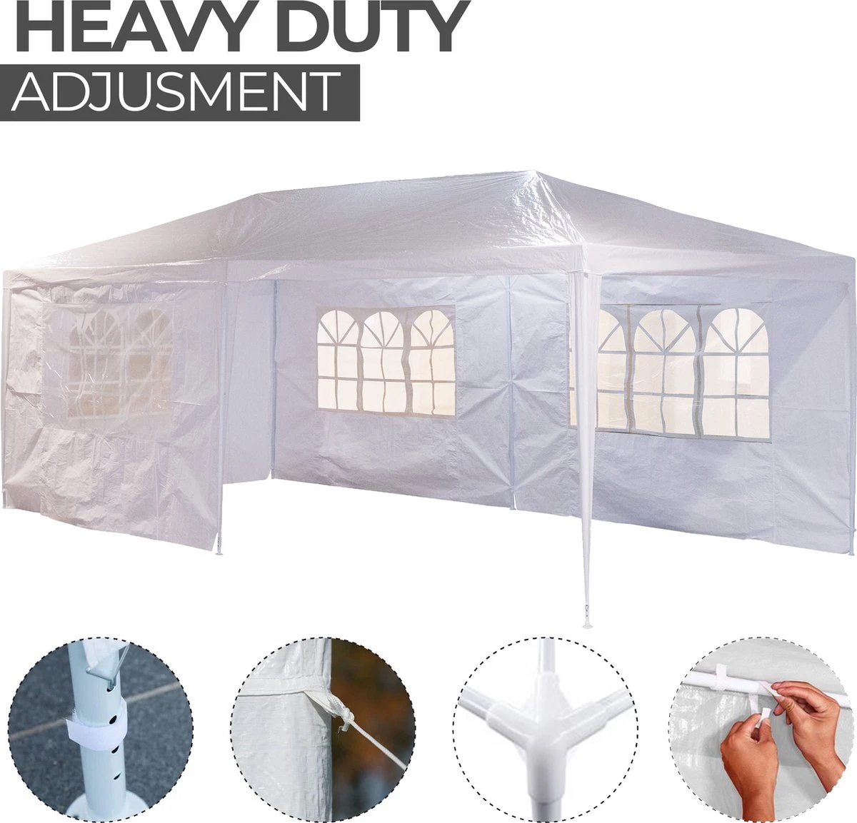 MaxxGarden Partytent - Paviljoen - 300 X 600 X 250 Cm - Met Zijwanden - Waterdicht Pro - 32mm Buizen – Wit 3 MaxxGarden Partytent - Paviljoen - 300 X 600 X 250 Cm - Met Zijwanden - Waterdicht Pro - 32mm Buizen – Wit - Afbeelding 3