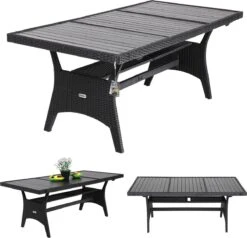 Casaria Polyrattan Tuintafel - WPC Tafelblad 190x90x74 Cm – Zwart -Tuin- En Buitenwinkels 1200x1154 1