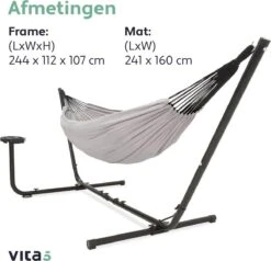 Vita5 Hangmat Met Standaard – 2 Persoons – Incl. Bekerhouder – 205kg Draaggewicht – Grijs 17 Vita5 Hangmat Met Standaard – 2 Persoons – Incl. Bekerhouder – 205kg Draaggewicht – Grijs -Tuin- En Buitenwinkels 1200x1155 4