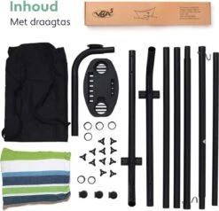 Vita5 Hangmat Met Standaard – 2 Persoons – Incl. Bekerhouder – 205kg Draaggewicht – Groen/Blauw -Tuin- En Buitenwinkels 1200x1158 3