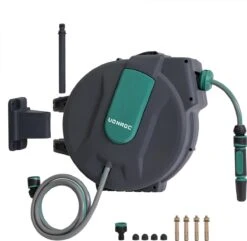 VONROC Automatische Slanghaspel – Incl. 25m Tuinslang, Aansluitslang, Spuitstuk, Koppelingen & Kraanaansluiting -Tuin- En Buitenwinkels 1200x1170 6