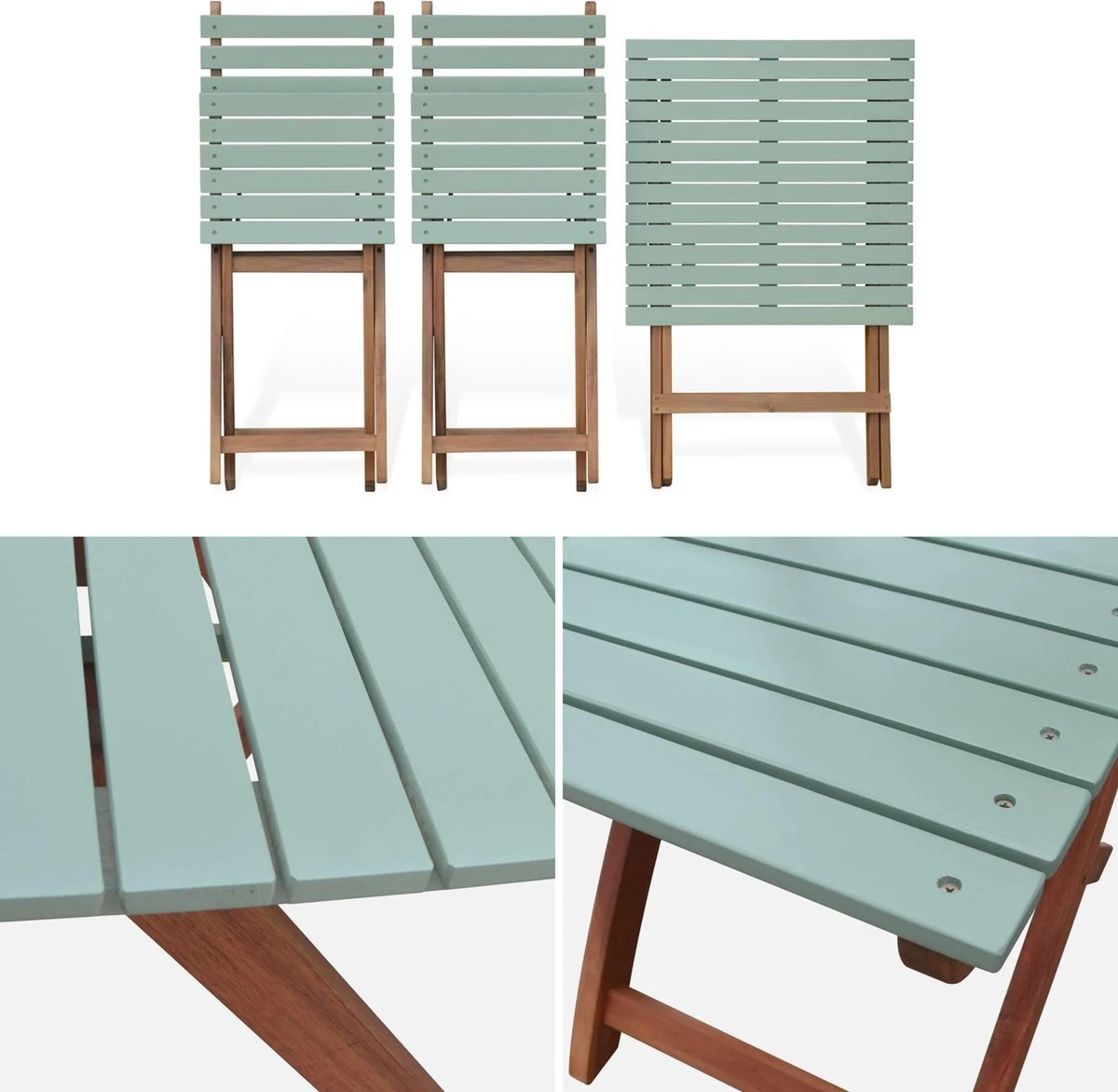 Alice's Garden Bistroset Barcelona - 2 Zitplaatsen - Acacia - Groengrijs 4 Alice's Garden Bistroset Barcelona - 2 Zitplaatsen - Acacia - Groengrijs - Afbeelding 4