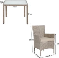 Casaria Polyrattan Tuinset - 4 Stoelen & Tafel 90x90 Cm - Beige Grijs -Tuin- En Buitenwinkels 1200x1175 2