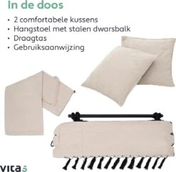 Vita5 XXL Hangstoel | Binnen&Buiten Hangnest | Incl. 2 Kussens En Boekenvak | Volwassenen&Kinderen | Hangmatstoel Tot 225kg | Beige 18 Vita5 XXL Hangstoel | Binnen&Buiten Hangnest | Incl. 2 Kussens En Boekenvak | Volwassenen&Kinderen | Hangmatstoel Tot 225kg | Beige -Tuin- En Buitenwinkels 1200x1178