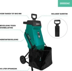 VONROC Hakselaar/Shredder 2500W – Voor Takken Tot Ø45mm – Incl. 45L Opvangzak & Duwstok -Tuin- En Buitenwinkels 1200x1179 6