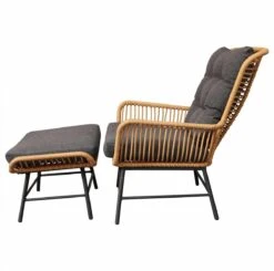 BUITEN Living Dex Wicker Loungestoel Tuin Incl. Wicker Voetenbank | Wicker + Aluminium | Bamboe Antraciet -Tuin- En Buitenwinkels 1200x1190