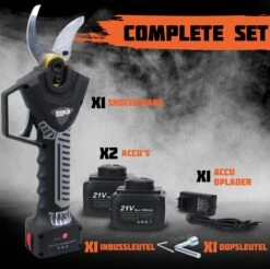 Reichlër® Elektrische Snoeischaar - 40 Mm Snijdiameter - 2x Accu - Anti-cut Functie - Heggenschaar - Takkenschaar - Zwart -Tuin- En Buitenwinkels 1200x1195 8