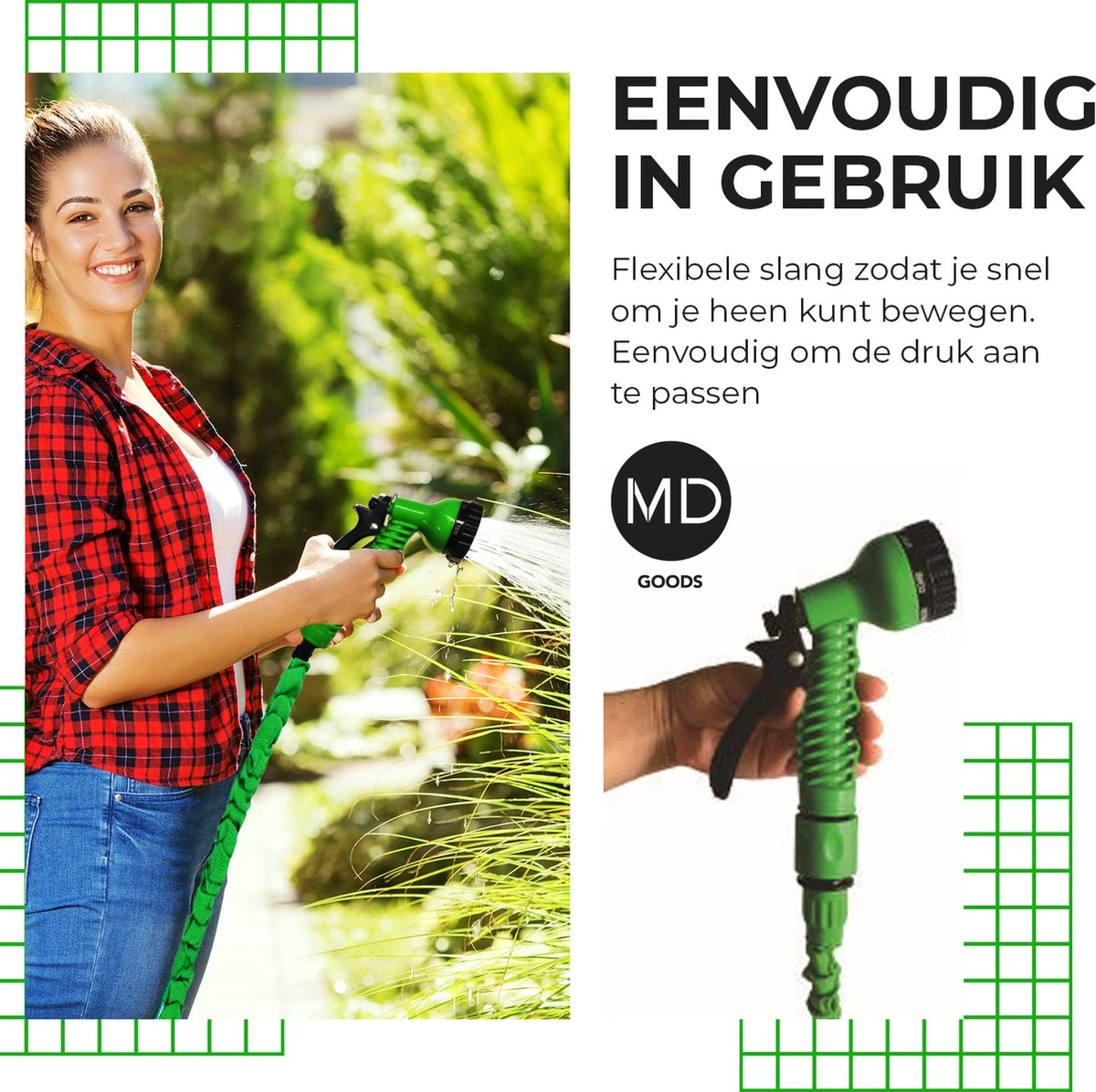 Uitrekbare Tuinslang Tot 15 Meter Van MD-goods ® - Tuinsproeier - Tuin Besproeien - Waterslang - Sproeikop - Groen - Flexibel Elastisch 6 Uitrekbare Tuinslang Tot 15 Meter Van MD-goods ® - Tuinsproeier - Tuin Besproeien - Waterslang - Sproeikop - Groen - Flexibel Elastisch - Afbeelding 6