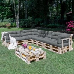 Beautissu Style – Palletkussen Set – 1x Zitkussen 120x80 Cm & 1x Rugkussen 120x40 Cm – Graphiet Grijs -Tuin- En Buitenwinkels 1200x1200 1008