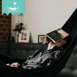 Dubbele Hangmat Zwart Met Spreidstok - 1 Of 2 Persoons - Lig Oppervlak 190x150cm - Lengte 260cm -Tuin- En Buitenwinkels 1200x1200 1028