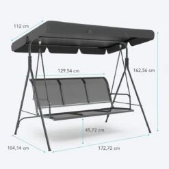 LifeGoods Schommelbank - 3-zits - Tot 250KG - Kantelbaar Dak - UV-bestendig Zonnescherm - 172x104x162cm - Grijs 19 LifeGoods Schommelbank - 3-zits - Tot 250KG - Kantelbaar Dak - UV-bestendig Zonnescherm - 172x104x162cm - Grijs -Tuin- En Buitenwinkels 1200x1200 103
