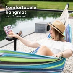 Vita5 Hangmat Met Standaard – 2 Persoons – Incl. Bekerhouder – 205kg Draaggewicht – Groen/Blauw -Tuin- En Buitenwinkels 1200x1200 1052