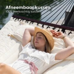 Vita5 Hangmat Met Standaard En Spreidstok – 2 Persoons – Incl. Bekerhouder - Afneembaar Kussen – Uv-bestendig – Beige -Tuin- En Buitenwinkels 1200x1200 1061
