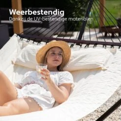 Vita5 Hangmat Met Standaard En Spreidstok – 2 Persoons – Incl. Bekerhouder - Afneembaar Kussen – Uv-bestendig – Beige -Tuin- En Buitenwinkels 1200x1200 1064