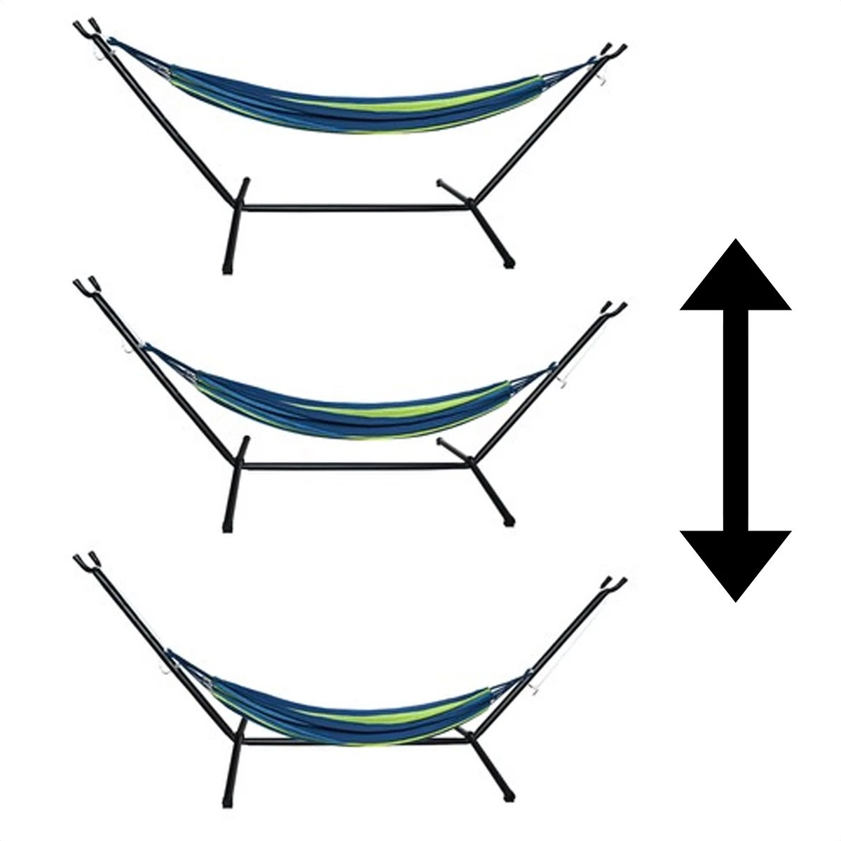 Hangmat Met Standaard En Opbergtas – 2 Persoons – Max. Draaggewicht 200Kg – Hangmatset – Hangmatten – Hang Mat Voor Binnen En Buiten – Hangmatstandaard – Hammock – Blauw / Groen 4 Hangmat Met Standaard En Opbergtas – 2 Persoons – Max. Draaggewicht 200Kg – Hangmatset – Hangmatten – Hang Mat Voor Binnen En Buiten – Hangmatstandaard – Hammock – Blauw / Groen - Afbeelding 4