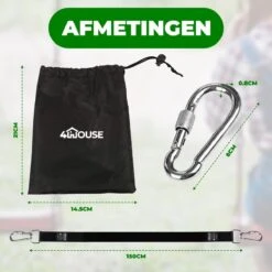 4House Ophang Koord Voor Hangmat, Hangstoel / Schommel - Hangmat Bevestigingsset Inclusief Haken - Karabijnhaak - Hangmat Standaard -Schommelophangset - Hangmat Ophangsysteem -150cm - Tot 1000kg - Boomvriendelijke Hangmat Ophangset - Set Van 2Stuks -Tuin- En Buitenwinkels 1200x1200 1076