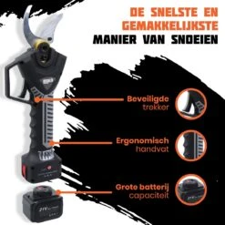 Reichlër® Elektrische Snoeischaar - 40 Mm Snijdiameter - 2x Accu - Anti-cut Functie - Heggenschaar - Takkenschaar - Zwart -Tuin- En Buitenwinkels 1200x1200 1104