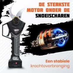 Reichlër® Elektrische Snoeischaar - 40 Mm Snijdiameter - 2x Accu - Anti-cut Functie - Heggenschaar - Takkenschaar - Zwart -Tuin- En Buitenwinkels 1200x1200 1106