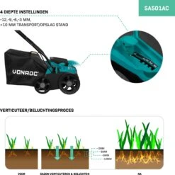 VONROC Elektrische Verticuteermachine - Gazonbeluchter – 1300W – Maaibreedte 320 Mm – 4 Dieptestanden (12/9/6/3 Mm) – Incl. 35L. Opvangbak -Tuin- En Buitenwinkels 1200x1200 1266