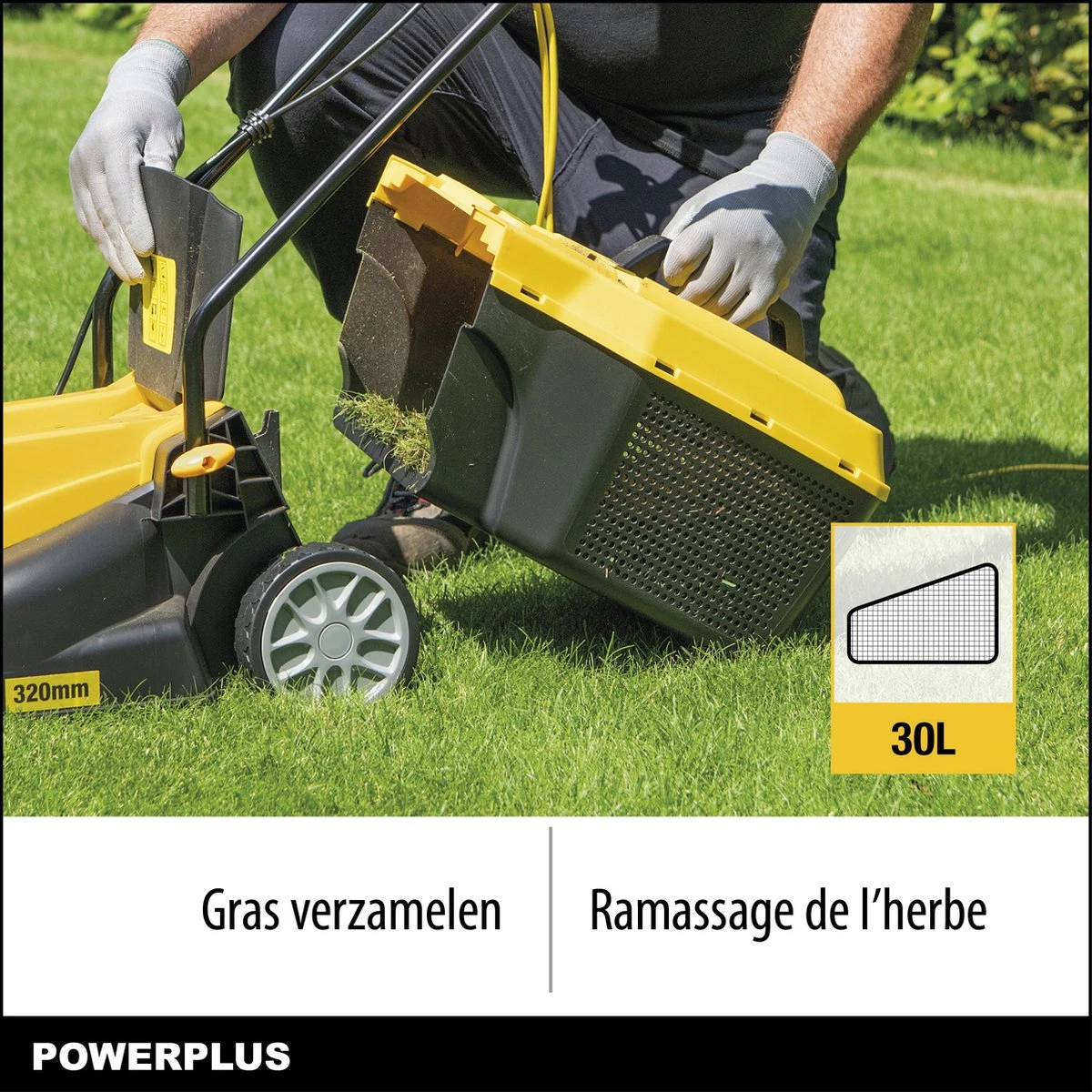 Powerplus POWXG6212T Elektrische Grasmaaier - Grasmachine Voor Kleine En Middelgrote Tuin - 1300W - Maaibreedte 320mm - Verstelbare Maaihoogte - 30L Opvangbak - Incl. Grastrimmer 250W 4 Powerplus POWXG6212T Elektrische Grasmaaier - Grasmachine Voor Kleine En Middelgrote Tuin - 1300W - Maaibreedte 320mm - Verstelbare Maaihoogte - 30L Opvangbak - Incl. Grastrimmer 250W - Afbeelding 4