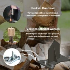 Miseru Houtklover – Geen Bijl Nodig – No Axe - Houtsplijter – Houtkliever – HANDMADE In Holland - Houtklover Voor Aanmaakhout – Metaal -Tuin- En Buitenwinkels 1200x1200 1375