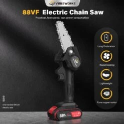 Violeworks® Accu Kettingzaag - Snoeizaag - Mini Kettingzaag - Handkettingzaag - Ook Voor Makita - Elektrische Kettingzaag - Elektrische Snoeischaar - Op Batterij - 2900 MAh - 1080W - 88V -Tuin- En Buitenwinkels 1200x1200 1434