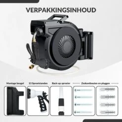 Buxibo - Wandslangenbox 20 Meter + 2 Meter - Tuinslang Met Haspel - 9 Sproei Standen - Slangenhouder 180° Draaibaar - Tuinslanghaspel Zwart+ Gratis Sproeier - Zwart -Tuin- En Buitenwinkels 1200x1200 1519