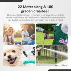 Buxibo - Wandslangenbox 20 Meter + 2 Meter - Tuinslang Met Haspel - 9 Sproei Standen - Slangenhouder 180° Draaibaar - Tuinslanghaspel Zwart+ Gratis Sproeier - Zwart -Tuin- En Buitenwinkels 1200x1200 1526