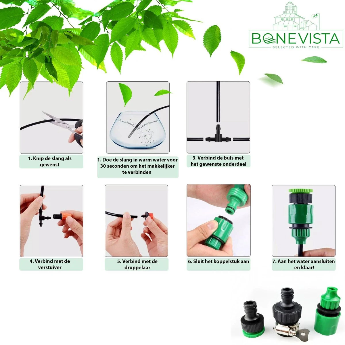 Bone Vista® 155 Stuks Water Druppelslang Irrigatiesysteem Tuin – Bewateringssysteem & Druppelsysteem 7 Bone Vista® 155 Stuks Water Druppelslang Irrigatiesysteem Tuin – Bewateringssysteem & Druppelsysteem - Afbeelding 7