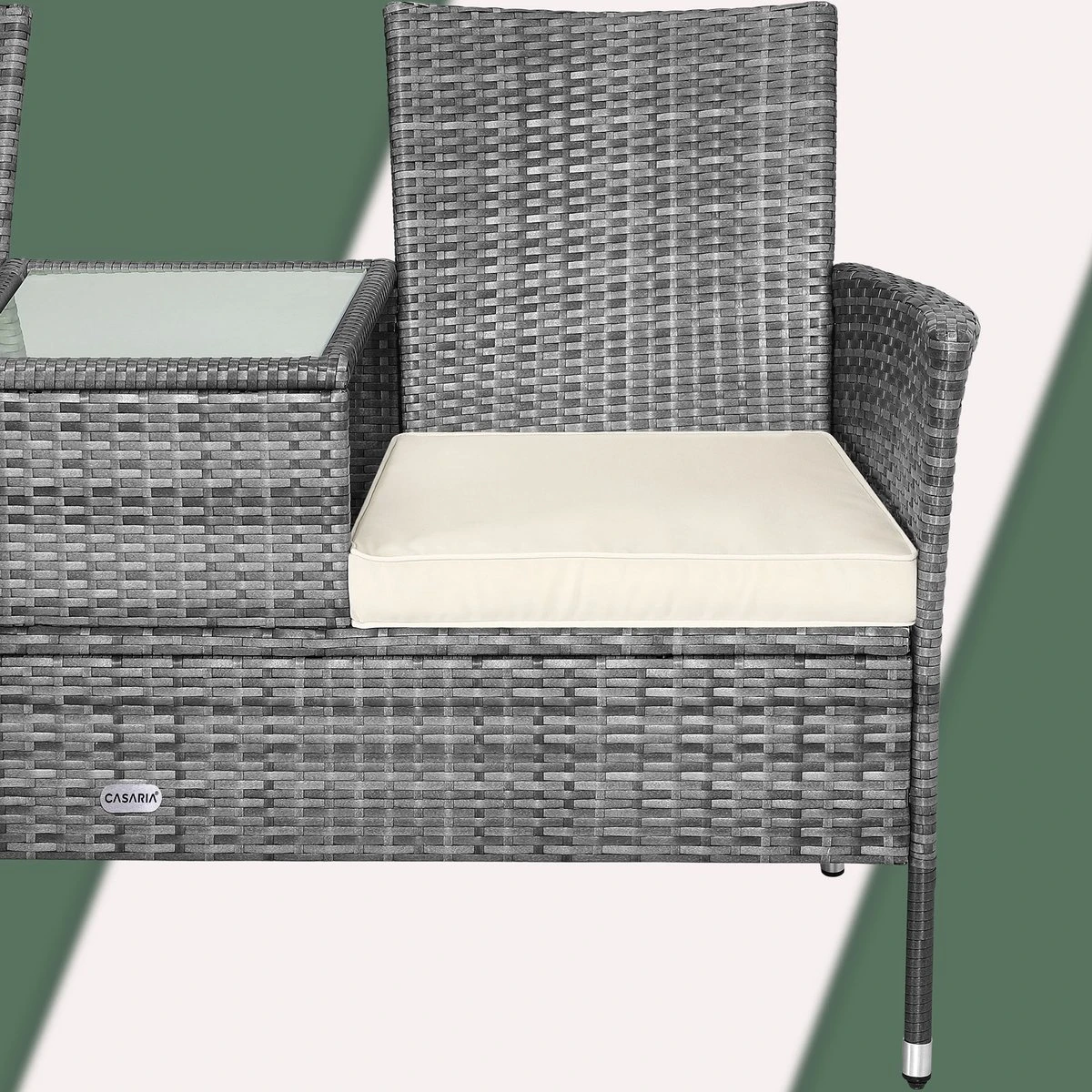 Casaria Polyrattan Tuinbank - Incl. Tafel & Kussens 7 Cm - Grijs 9 Casaria Polyrattan Tuinbank - Incl. Tafel & Kussens 7 Cm - Grijs - Afbeelding 9