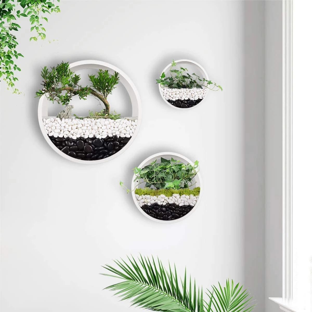 Loodi - Wand Decoratie - Ronde Stijlvolle Muur Plantenbak - Wit - 40x40x7cm 1 Loodi - Wand Decoratie - Ronde Stijlvolle Muur Plantenbak - Wit - 40x40x7cm