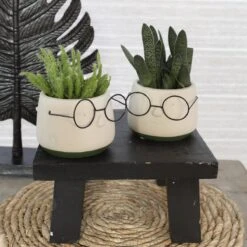 2x Bloempot Met Gezicht - Ø8 X H6,5 Cm - Bloempotten Voor Binnen Met Bril/Face/Hoofd -Tuin- En Buitenwinkels 1200x1200 2017
