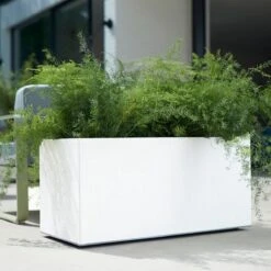 Elho Vivo Matt Finish Lang Wielen 90 - Grote Staande Plantenbak Voor Binnen & Buiten - Gemaakt Van Gereycled Plastic - L 39 X W 88 X H 41 Cm - Wit -Tuin- En Buitenwinkels 1200x1200 2034