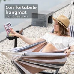 Vita5 Hangmat Met Standaard – 2 Persoons – Incl. Bekerhouder – 205kg Draaggewicht – Blauw/Wit/Bruin 14 Vita5 Hangmat Met Standaard – 2 Persoons – Incl. Bekerhouder – 205kg Draaggewicht – Blauw/Wit/Bruin -Tuin- En Buitenwinkels 1200x1200 29