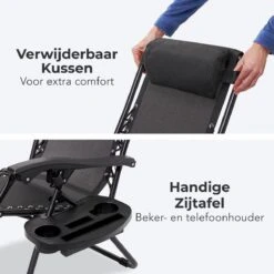 LifeGoods Opvouwbare Tuinstoelen - Verstelbaar Zonnescherm - 2 Stuks - 30°-90° Verstelbaar - Metaal - Zwart -Tuin- En Buitenwinkels 1200x1200 294