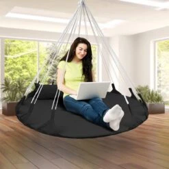 Hangnest Voor Binnen & Buiten. Met Groot En Dik Kussen Voor Volwassenen & Kinderen. Belastbaar Tot 125 Kg. VITA5 (Zwart) -Tuin- En Buitenwinkels 1200x1200 333