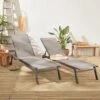ELSA - Set Van 2 Ligstoelen Van Aluminium En Textileen, Ligbed Multipositioneel Met Wieltjes, Kleur Antraciet/donkergrijs
