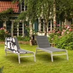 Blumfeldt Renazzo Lounge Ligstoel - Ligbed Voor De Tuin - Aluminium Tuinstoel - 6 Standen - Waterafstotend - Bekleding Van 70 % Pvc En 30 % Polyetheen - Grijs -Tuin- En Buitenwinkels 1200x1200 383