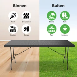 LifeGoods Klaptafel - Inklapbaar - 180 Cm - 6 Tot 8 Personen - Zwart -Tuin- En Buitenwinkels 1200x1200 497