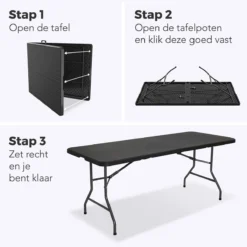 LifeGoods Klaptafel - Inklapbaar - 180 Cm - 6 Tot 8 Personen - Zwart -Tuin- En Buitenwinkels 1200x1200 500