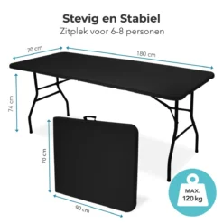 LifeGoods Klaptafel - Inklapbaar - 70x180cm - Verstelbare Vouwtafel - Weerbestendig - Zwart -Tuin- En Buitenwinkels 1200x1200 514