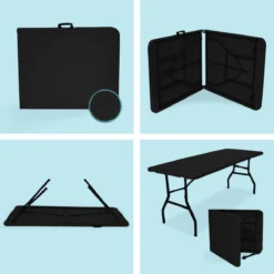 LifeGoods Klaptafel - Inklapbaar - 70x180cm - Verstelbare Vouwtafel - Weerbestendig - Zwart -Tuin- En Buitenwinkels 1200x1200 517