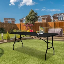 LifeGoods Klaptafel - Inklapbaar - 70x180cm - Verstelbare Vouwtafel - Weerbestendig - Zwart -Tuin- En Buitenwinkels 1200x1200 520