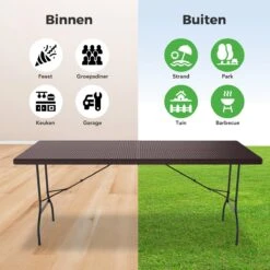 LifeGoods Klaptafel - Inklapbaar - 180 Cm - 6 Tot 8 Personen - Bruin -Tuin- En Buitenwinkels 1200x1200 562