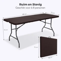 LifeGoods Klaptafel - Inklapbaar - 180 Cm - 6 Tot 8 Personen - Bruin -Tuin- En Buitenwinkels 1200x1200 563