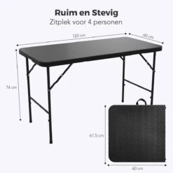 LifeGoods Klaptafel - Inklapbaar - 120 Cm - 4 Personen - Zwart -Tuin- En Buitenwinkels 1200x1200 572