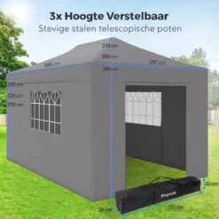 LifeGoods Partytent - 3x4.5 M - Zijwanden - Easy Up - Opvouwbaar - Waterdicht - Draagtas Met Wieltjes - Donkergrijs 19 LifeGoods Partytent - 3x4.5 M - Zijwanden - Easy Up - Opvouwbaar - Waterdicht - Draagtas Met Wieltjes - Donkergrijs -Tuin- En Buitenwinkels 1200x1200 58