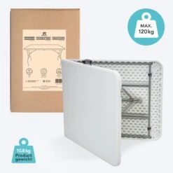 LifeGoods Klaptafel - Inklapbaar - 70x180cm - Verstelbare Vouwtafel - Weerbestendig - Wit 11 LifeGoods Klaptafel - Inklapbaar - 70x180cm - Verstelbare Vouwtafel - Weerbestendig - Wit -Tuin- En Buitenwinkels 1200x1200 586