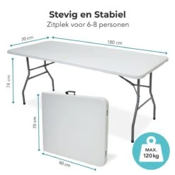 LifeGoods Klaptafel - Inklapbaar - 70x180cm - Verstelbare Vouwtafel - Weerbestendig - Wit 15 LifeGoods Klaptafel - Inklapbaar - 70x180cm - Verstelbare Vouwtafel - Weerbestendig - Wit -Tuin- En Buitenwinkels 1200x1200 588