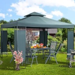 Casaria Paviljoen Lorca 3x3m - UV-bescherming 50+ Metaal - Antraciet -Tuin- En Buitenwinkels 1200x1200 683